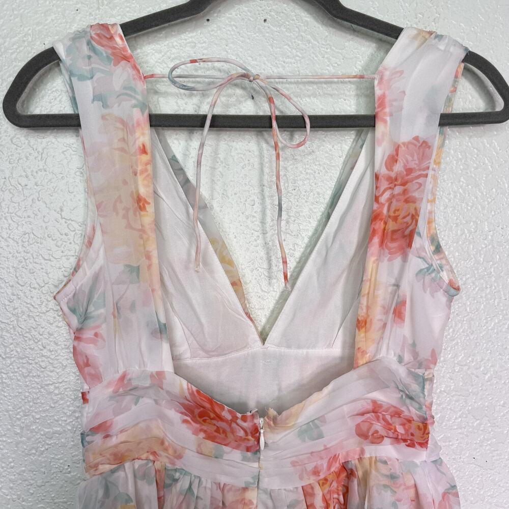 Abercrombie & Fitch Dress Womens Small Flirty Drama Floral Pastel Chiffon Mini - Picture 8 of 13